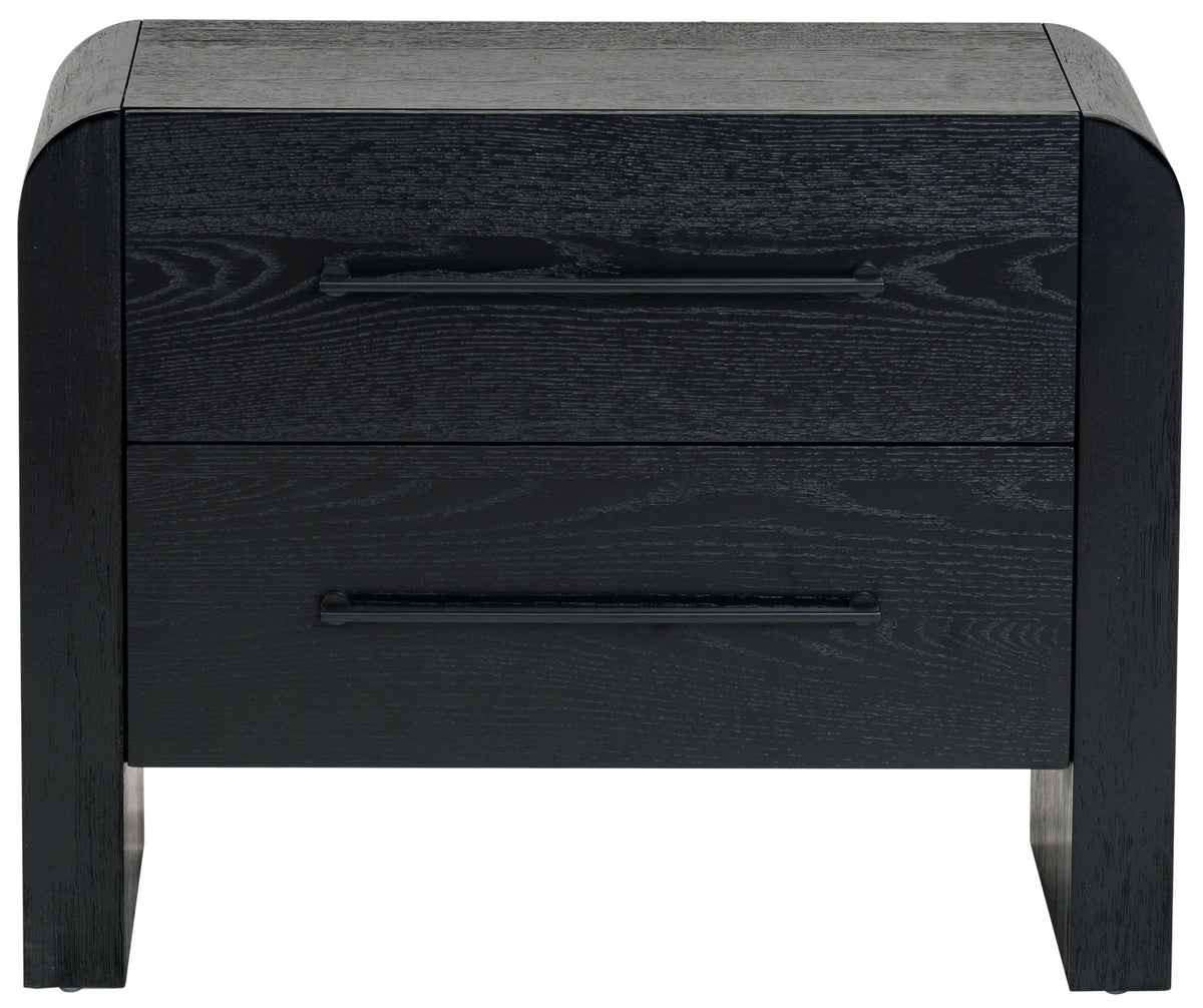 Katrina Wood 2 Drawer Nightstand in Black and Black