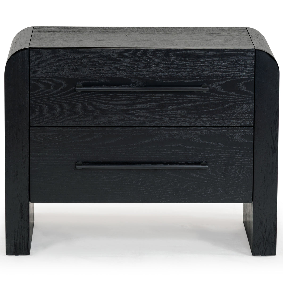 Katrina Wood 2 Drawer Nightstand in Black and Black