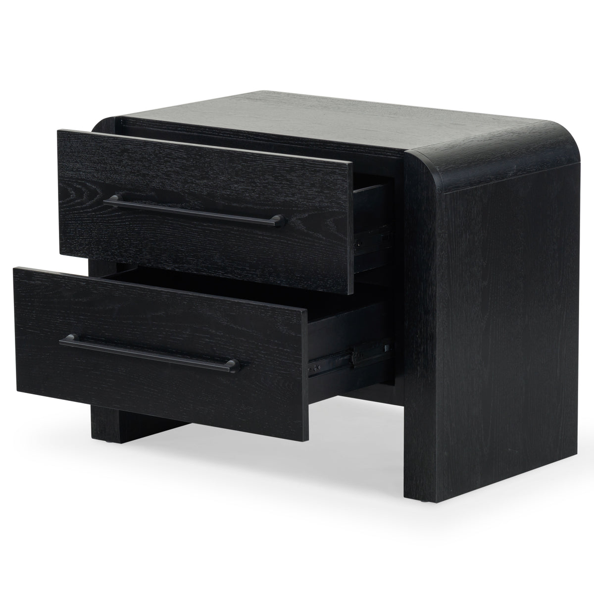 Katrina Wood 2 Drawer Nightstand in Black and Black