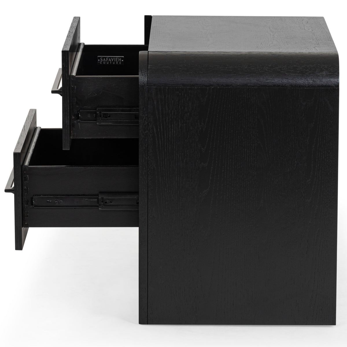 Katrina Wood 2 Drawer Nightstand in Black and Black