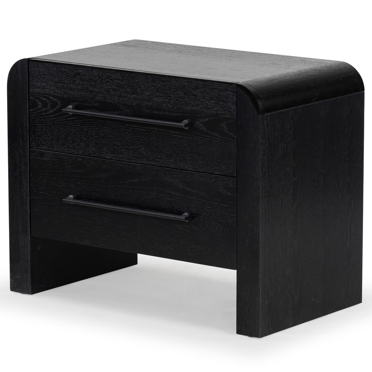 Katrina Wood 2 Drawer Nightstand in Black and Black