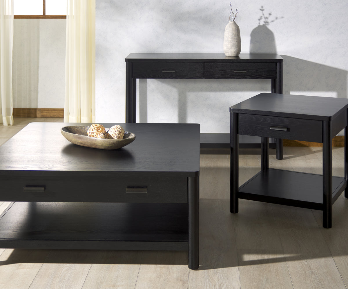 Jaylessa Wood 1 Drawer Coffee Table in Black