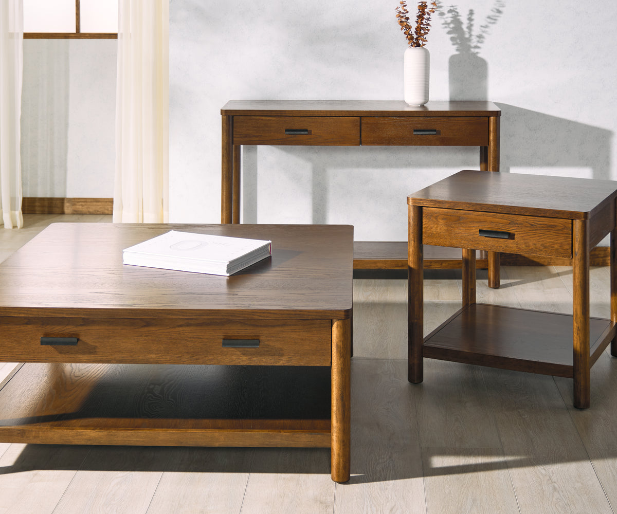 Jaylessa Wood 1 Drawer Coffee Table in Medium Oak