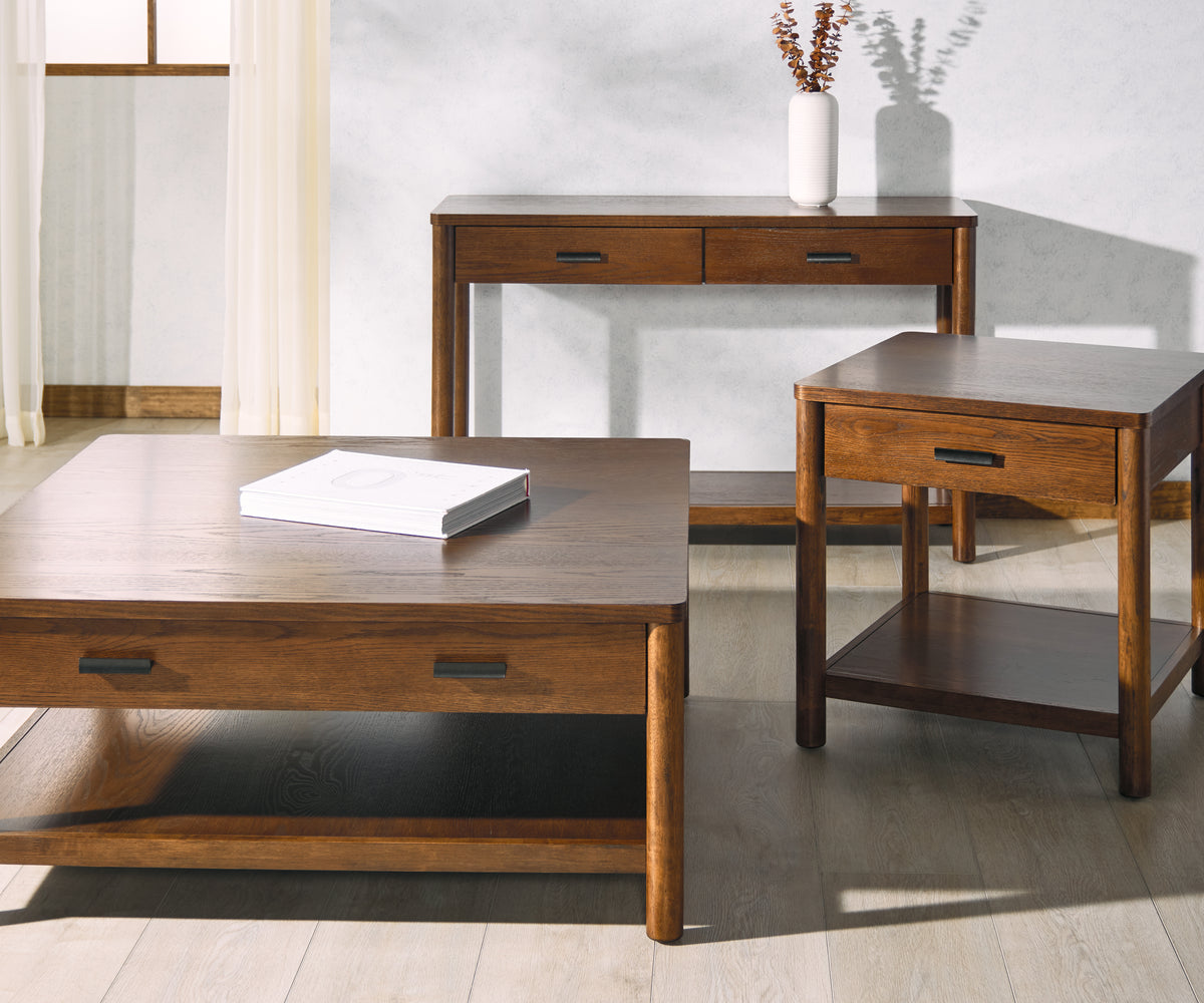 Jaylessa Wood 1 Drawer Coffee Table in Medium Oak