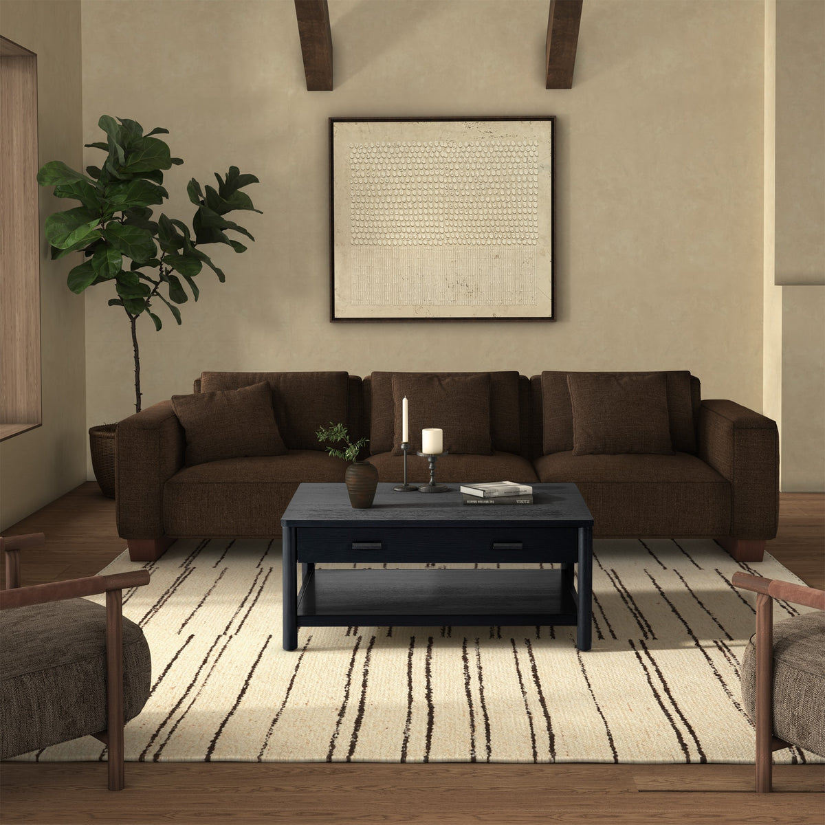Jaylessa Wood 1 Drawer Coffee Table in Black