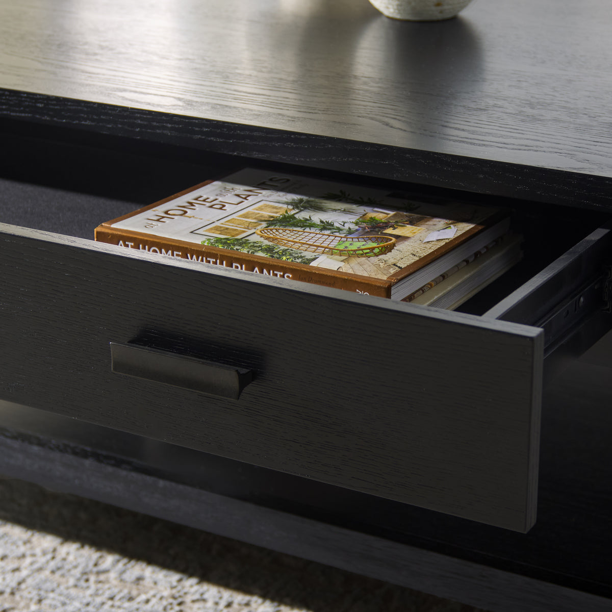 Jaylessa Wood 1 Drawer Coffee Table in Black