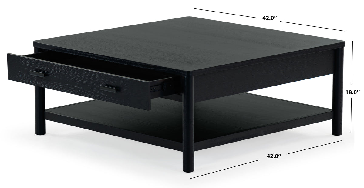 Jaylessa Wood 1 Drawer Coffee Table in Black
