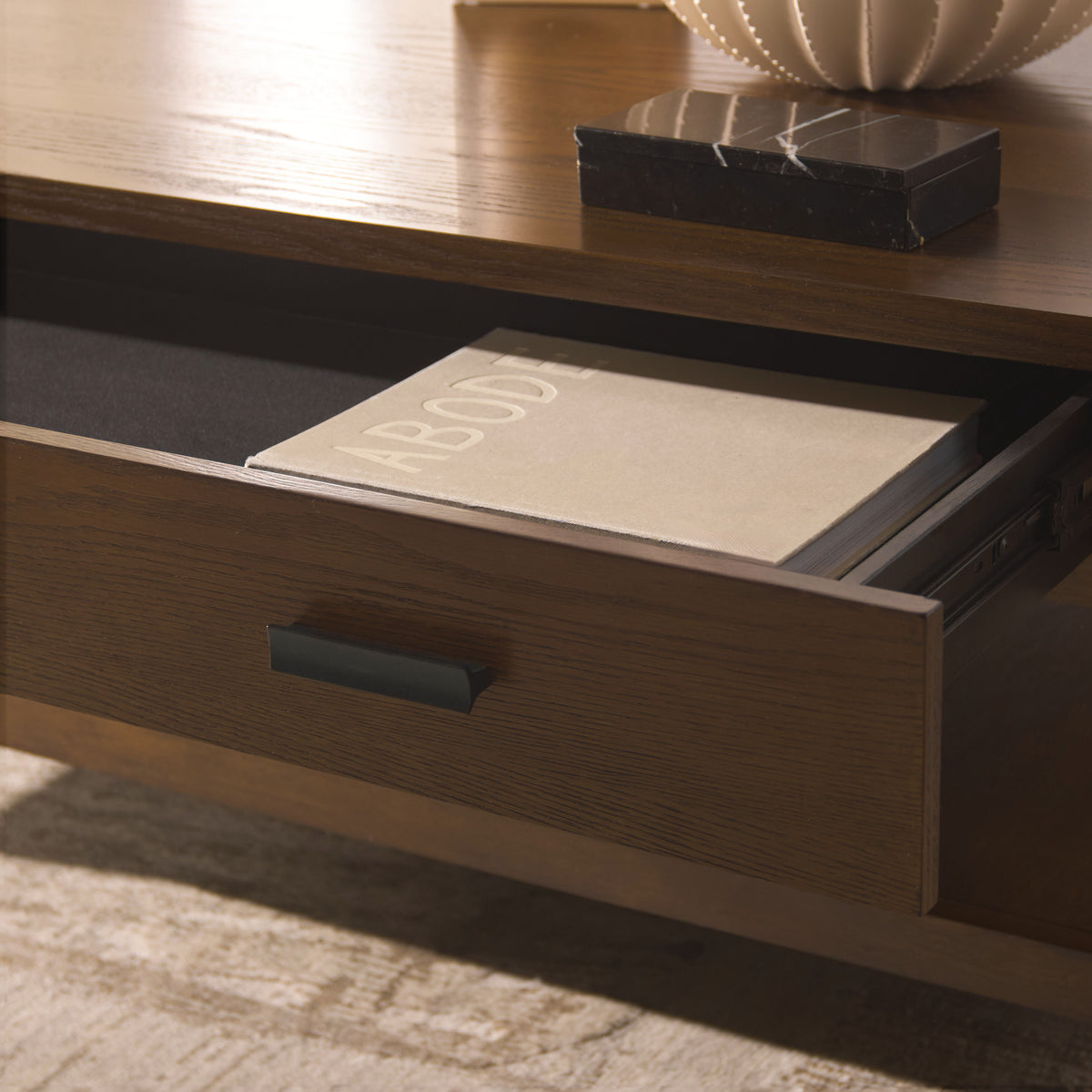 Jaylessa Wood 1 Drawer Coffee Table in Medium Oak