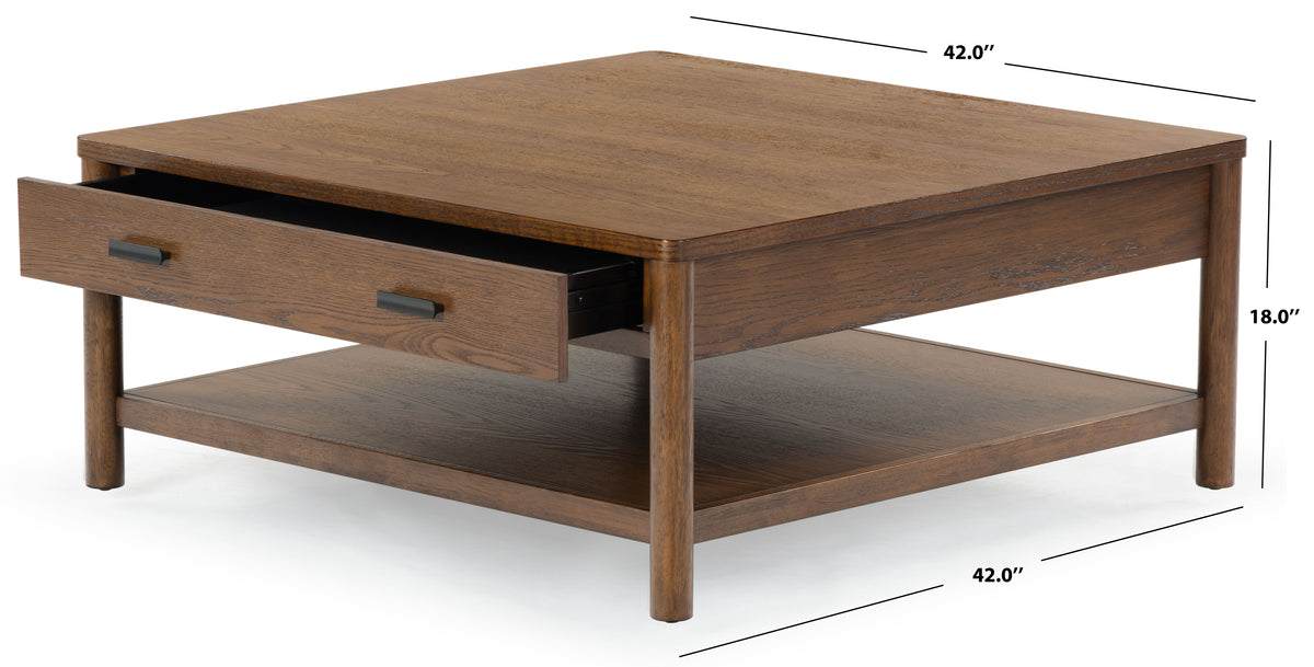 Jaylessa Wood 1 Drawer Coffee Table in Medium Oak