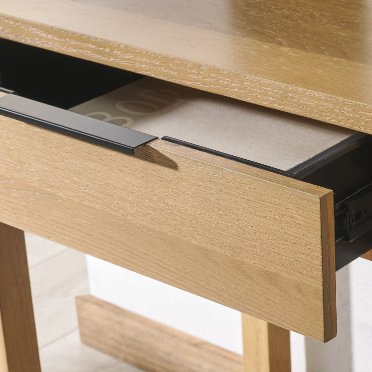 Gabrietta 2 Drawer Wood Desk in Natural and Black
