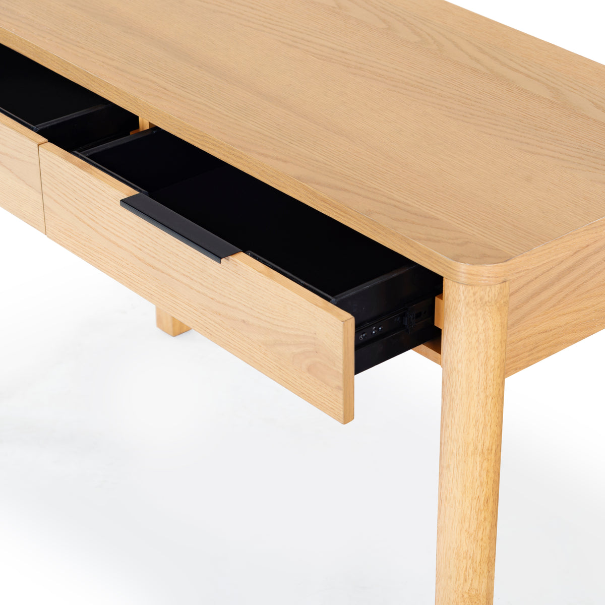 Gabrietta 2 Drawer Wood Desk in Natural and Black