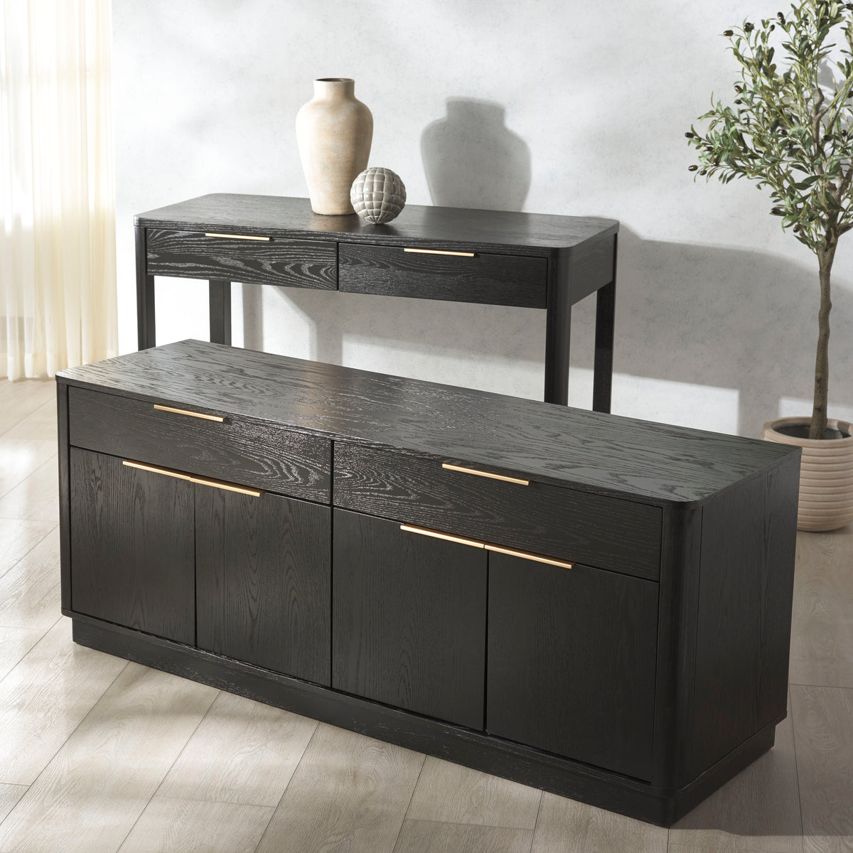 Gabrietta 2 Drawer Wood Sideboard And TV Stand in Black