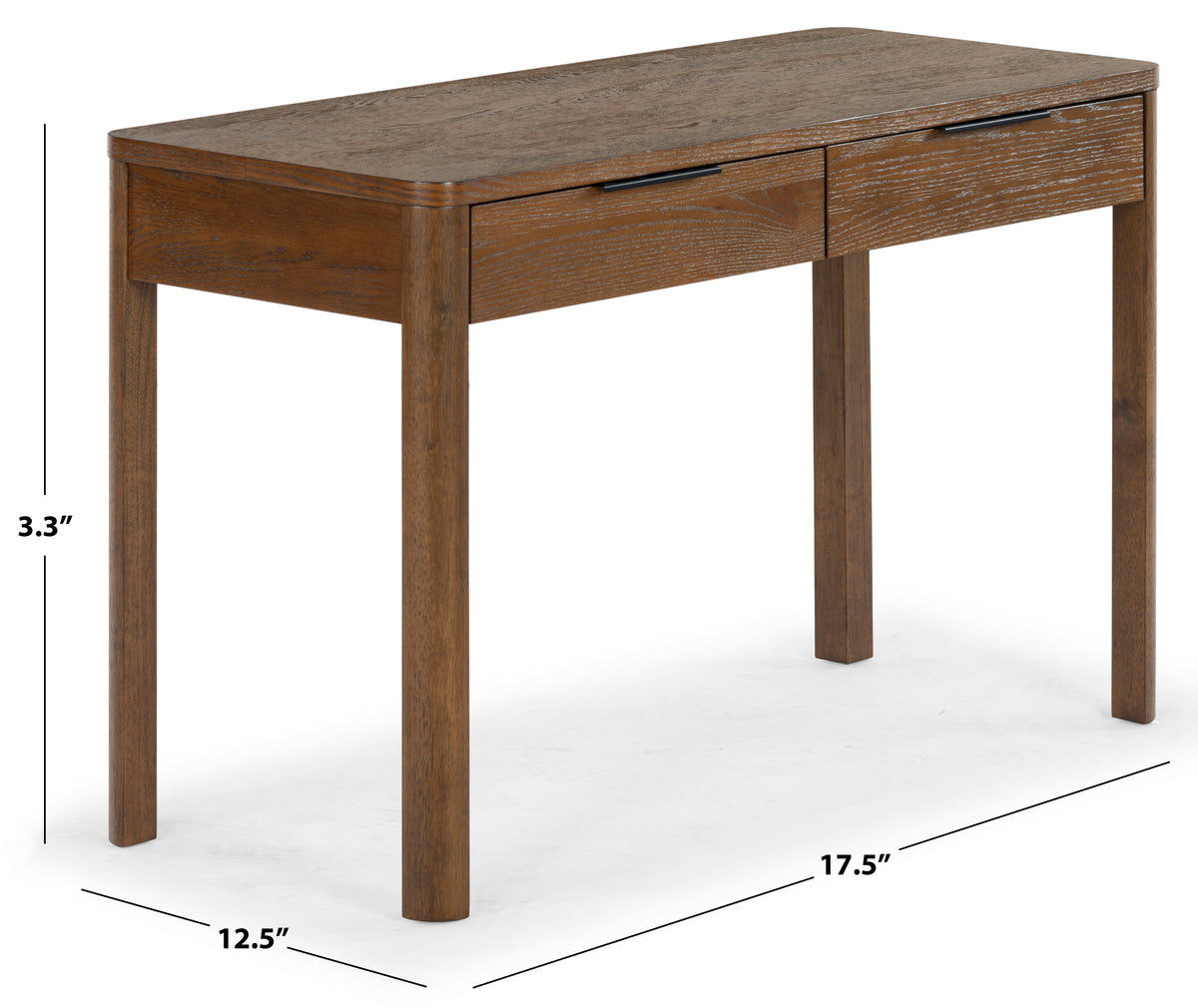 Gabrietta 2 Drawer Wood Desk in Medium Oak and Black