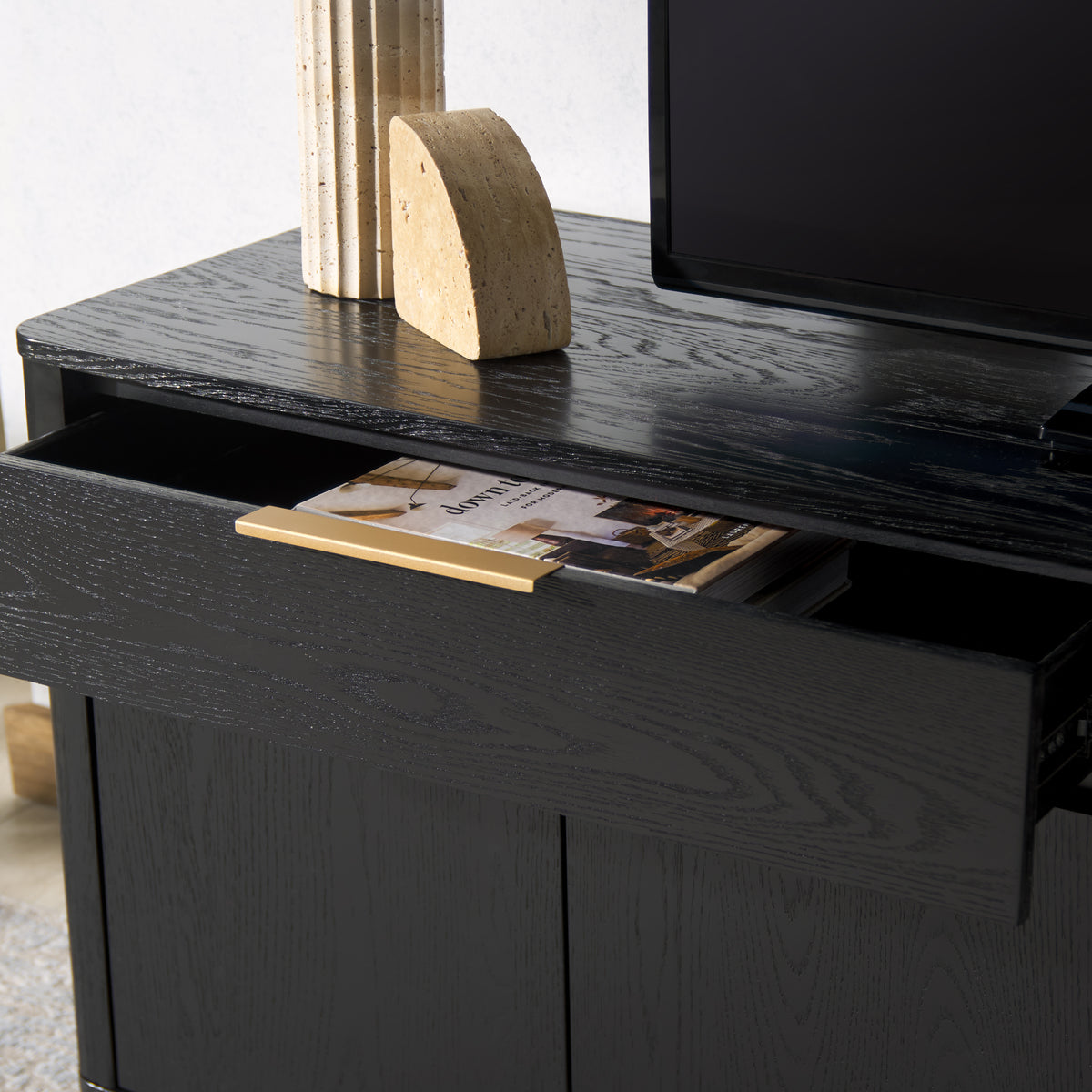 Gabrietta 2 Drawer Wood Sideboard And TV Stand in Black