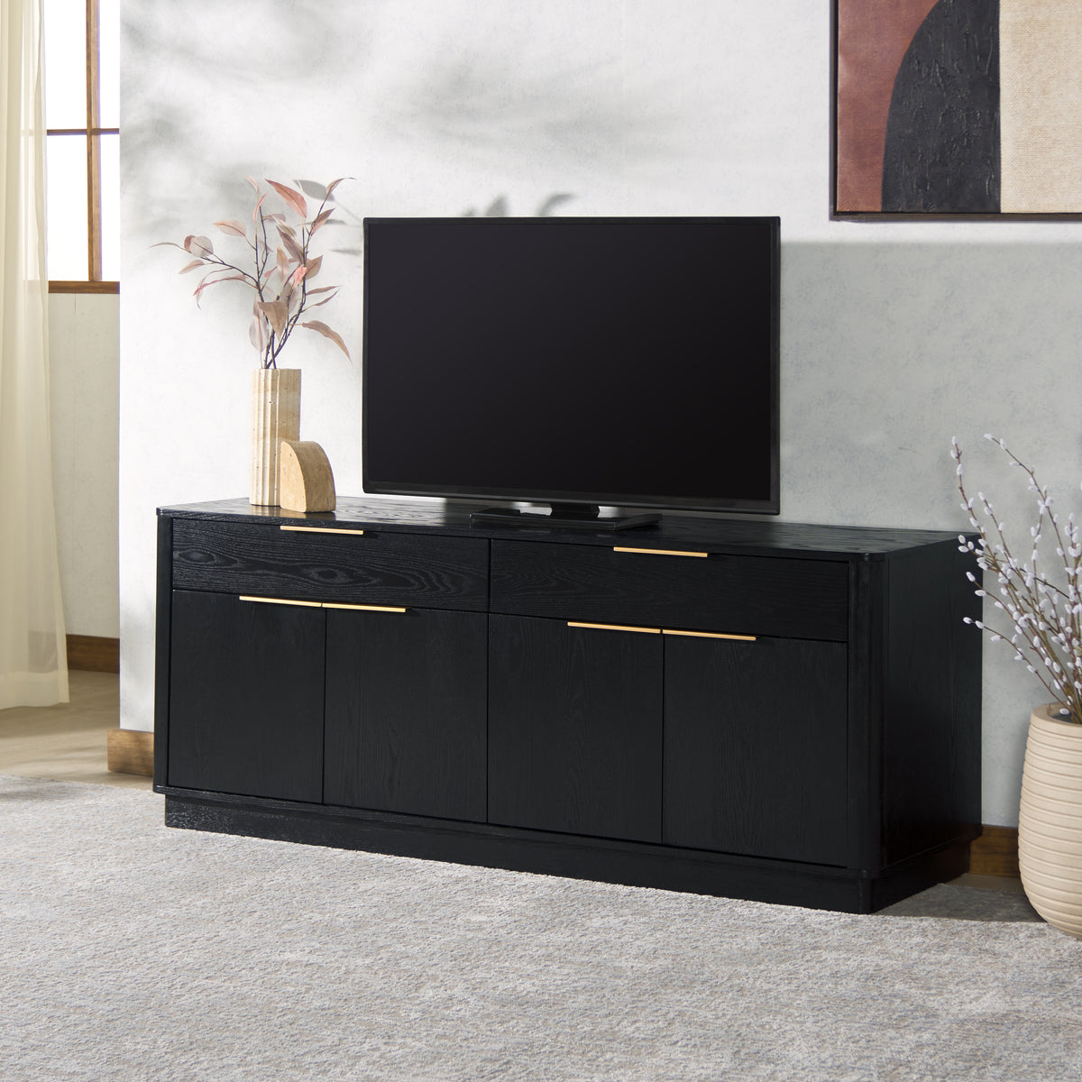 Gabrietta 2 Drawer Wood Sideboard And TV Stand in Black
