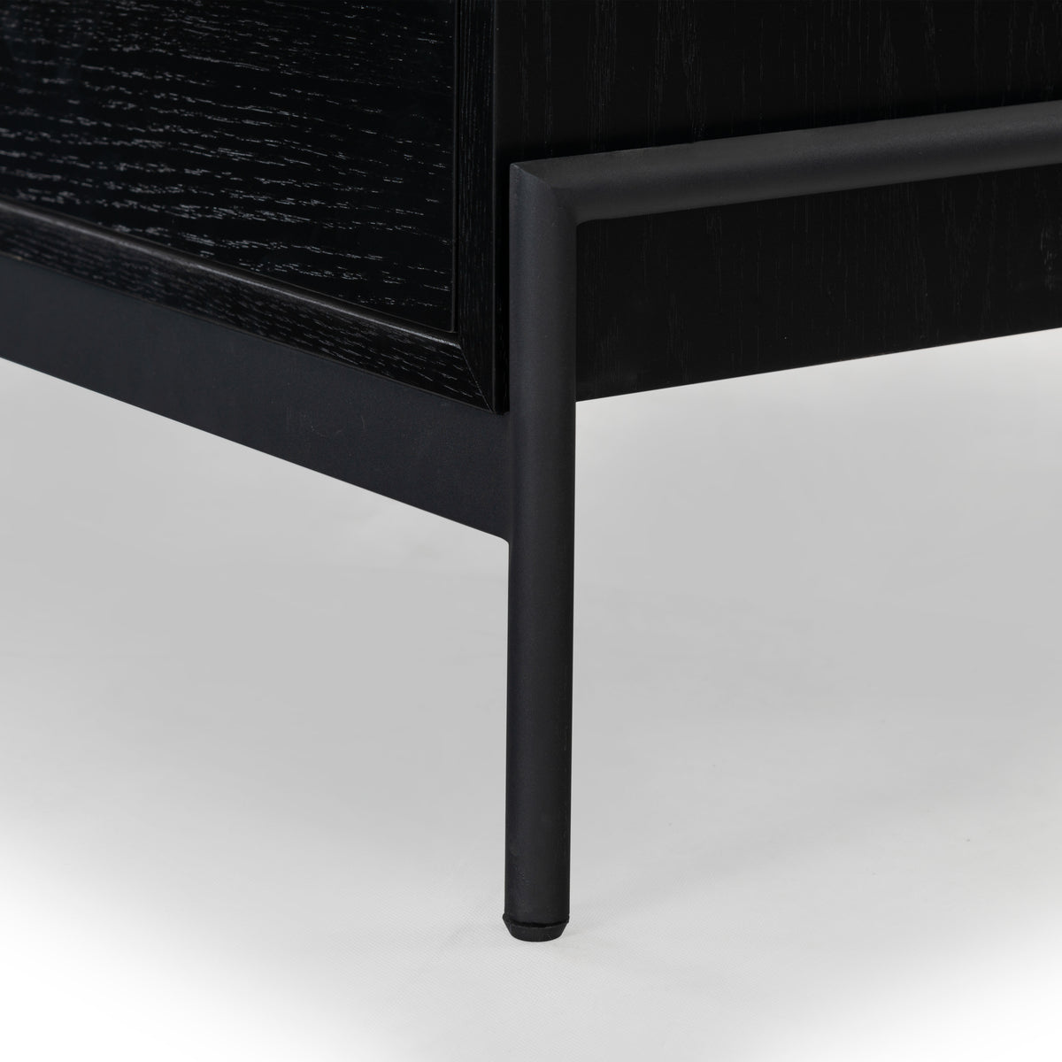 Chandri Vegan Leather Wrapped Handle Nightstand in Black and Brown