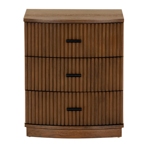 Shelbie Wood Nightstand in Medium Oak and Black