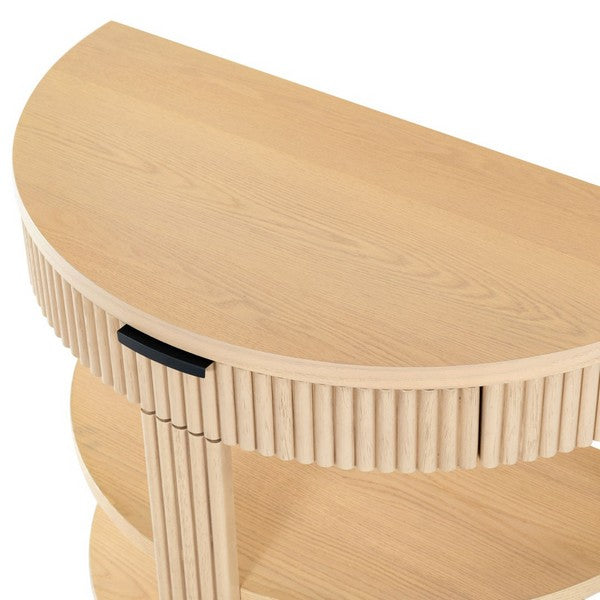 Shelbie Wood and Metal Console Table in Oak