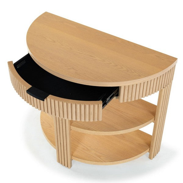Shelbie Wood and Metal Console Table in Oak