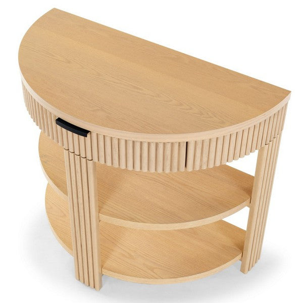 Shelbie Wood and Metal Console Table in Oak