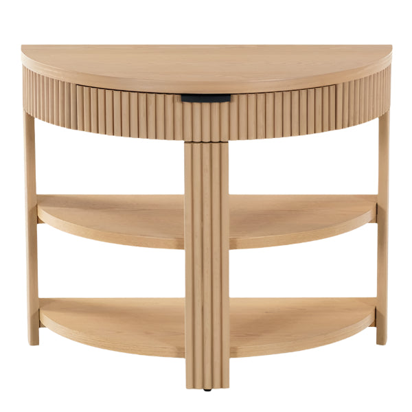 Shelbie Wood and Metal Console Table in Oak