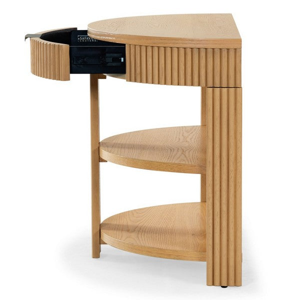 Shelbie Wood and Metal Console Table in Oak