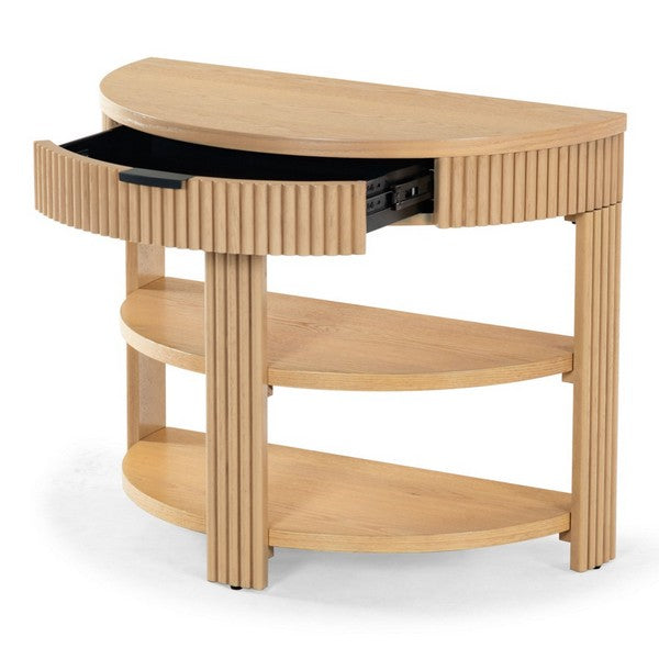 Shelbie Wood and Metal Console Table in Oak