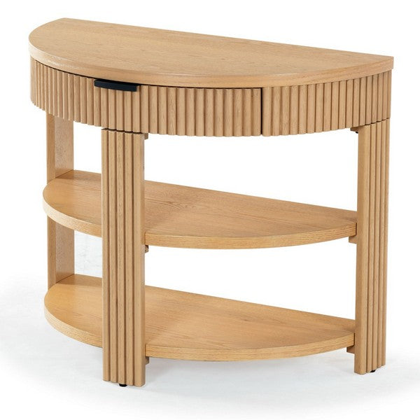 Shelbie Wood and Metal Console Table in Oak
