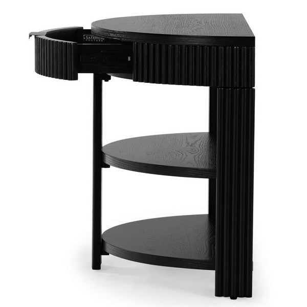 Shelbie Wood and Metal Console Table in Black