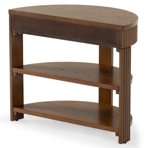 Shelbie Wood and Metal Console Table in Medium Oak