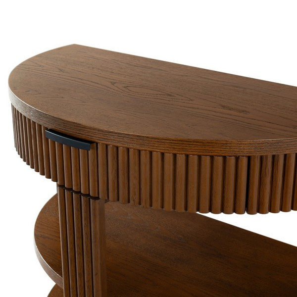 Shelbie Wood and Metal Console Table in Medium Oak