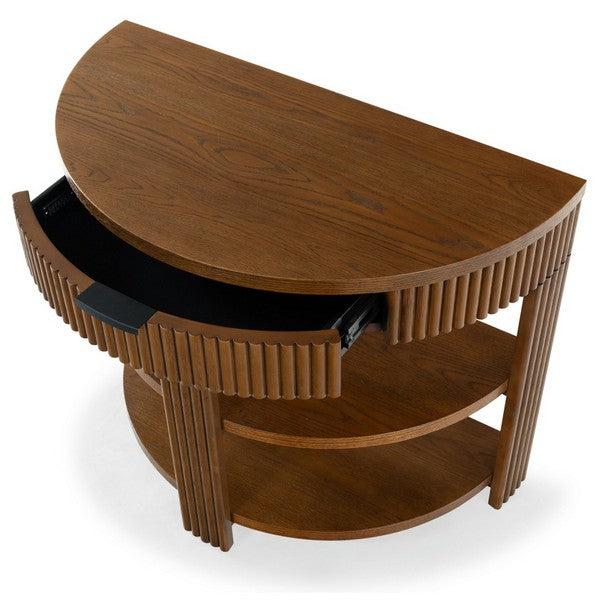 Shelbie Wood and Metal Console Table in Medium Oak