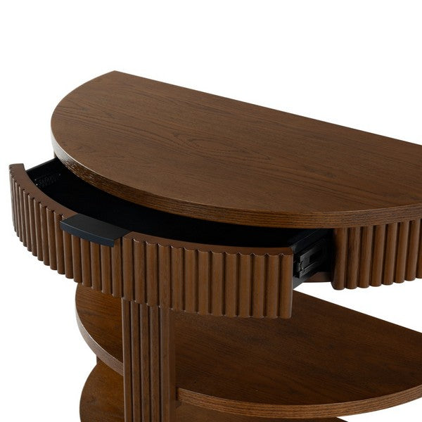 Shelbie Wood and Metal Console Table in Medium Oak