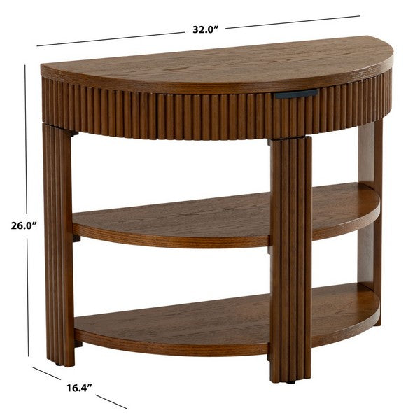 Shelbie Wood and Metal Console Table in Medium Oak