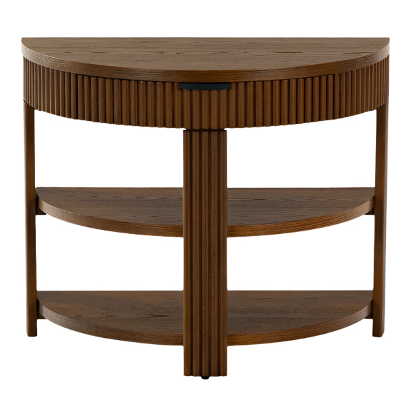 Shelbie Wood and Metal Console Table in Medium Oak
