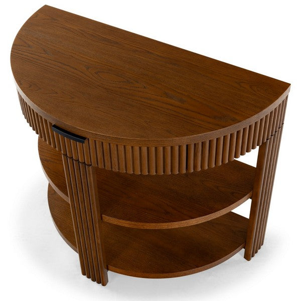 Shelbie Wood and Metal Console Table in Medium Oak