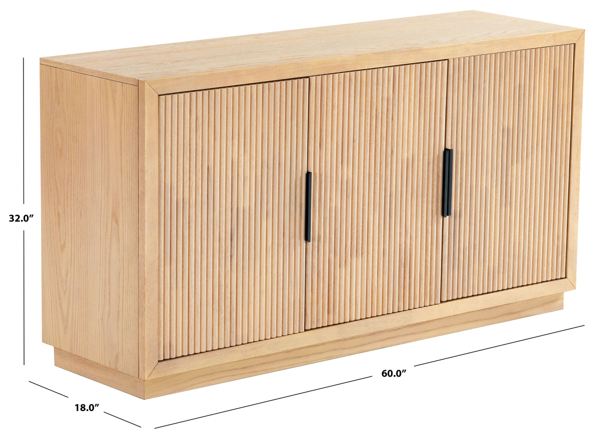 Shelbie 3 Door Reeded Sideboard And TV Stand in Oak and Black