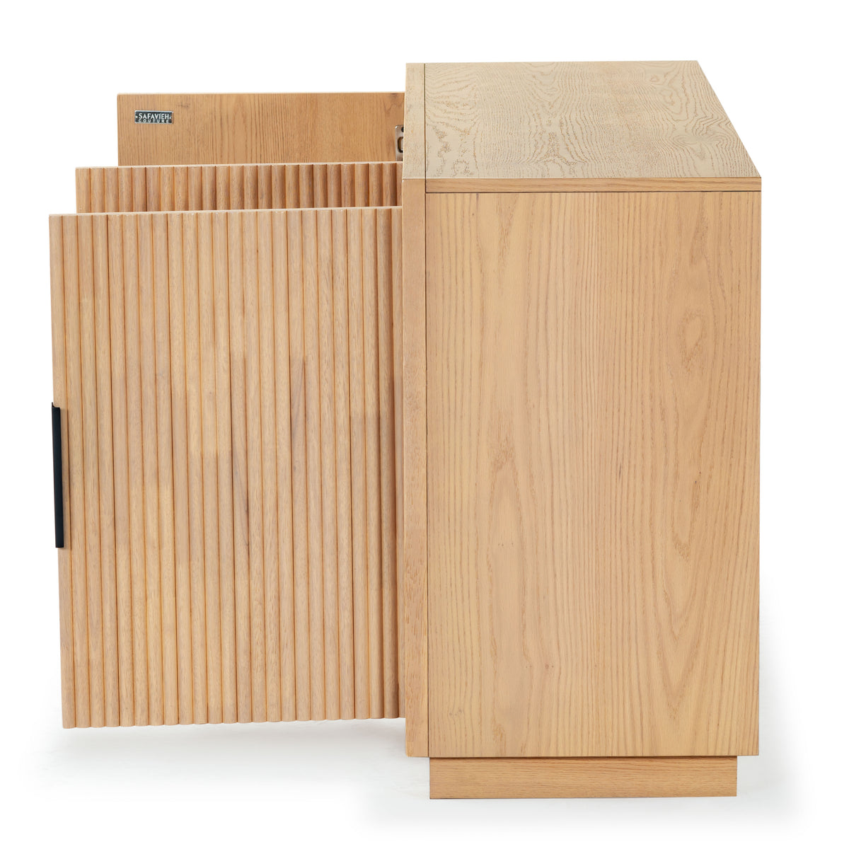 Shelbie 3 Door Reeded Sideboard And TV Stand in Oak and Black