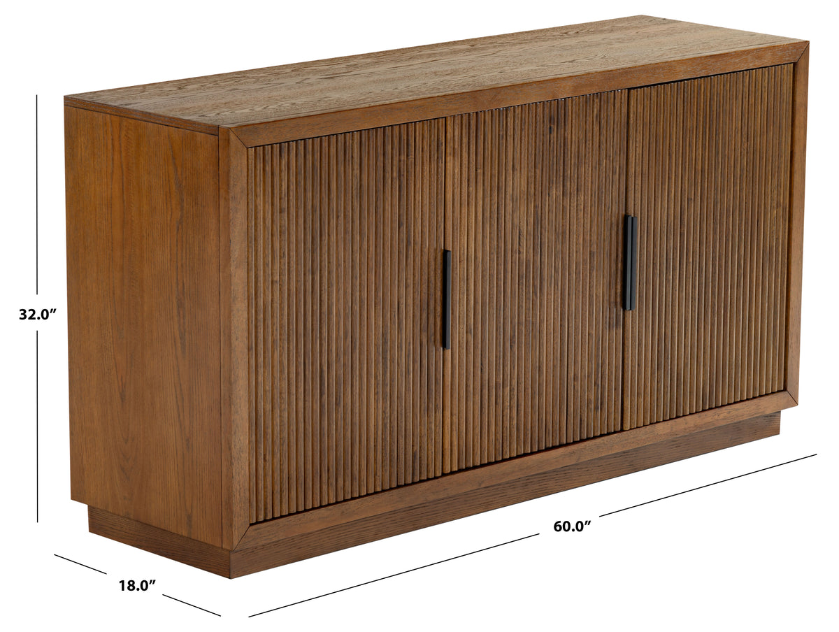 Shelbie 3 Door Reeded Sideboard And TV Stand in Medium Oak and Black
