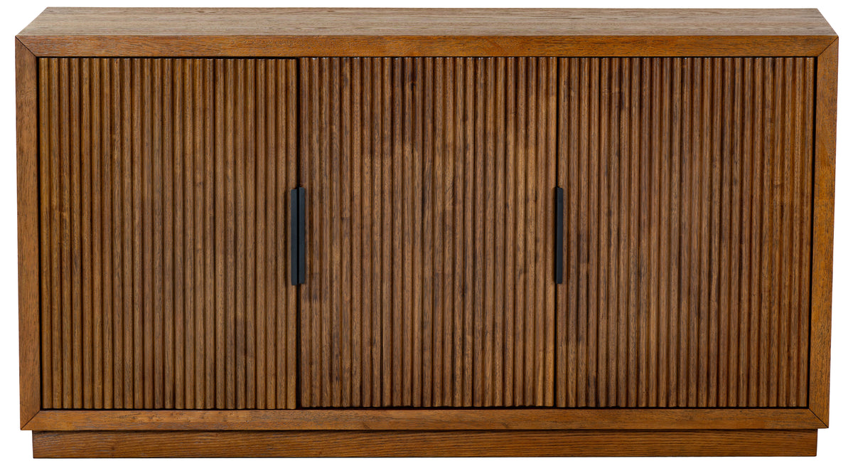 Shelbie 3 Door Reeded Sideboard And TV Stand in Medium Oak and Black