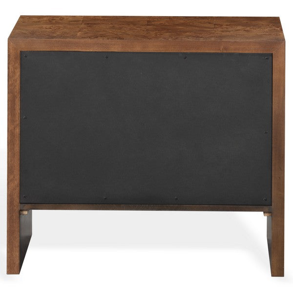 Francene Burl Wood Nightstand with 2 Drawer in Walnut