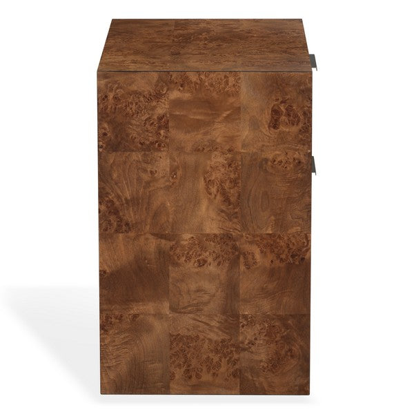 Francene Burl Wood Nightstand with 2 Drawer in Walnut