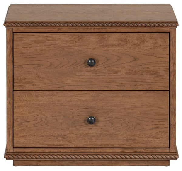 Octavian Wood Nightstand with 2 Drawer and Rope Detail in Walnut