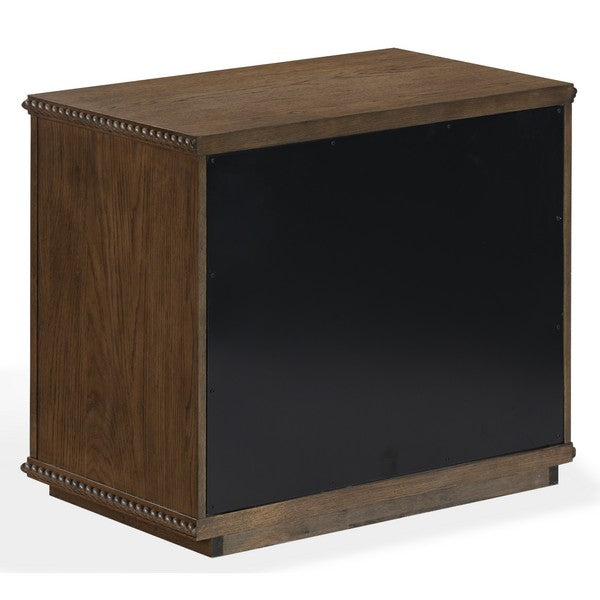Octavian Wood Nightstand with 2 Drawer and Rope Detail in Dark Walnut