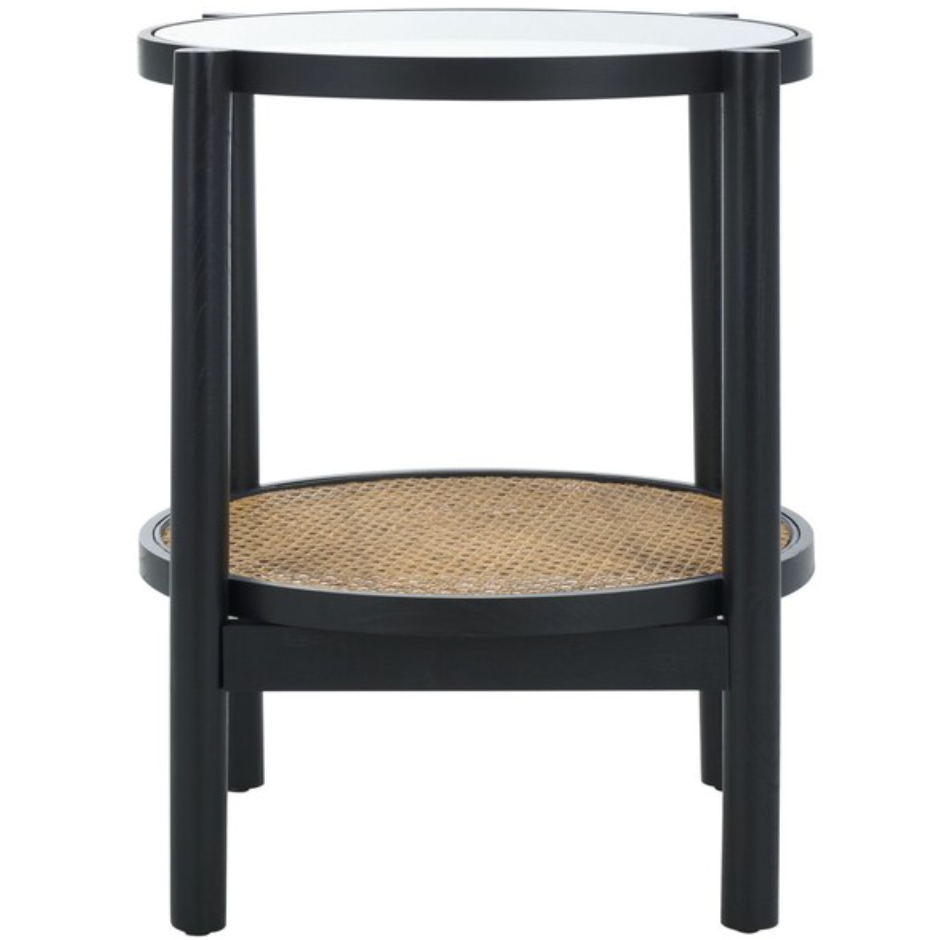 Karyna Rattan Accent Table in Black and Natural with Glass Top