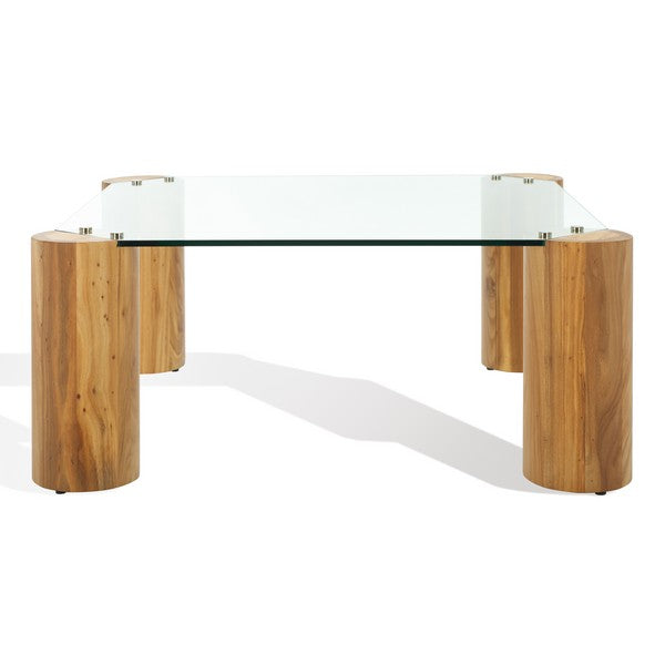 Robbie Natural Square Glass Top Coffee Table - The Mayfair Hall