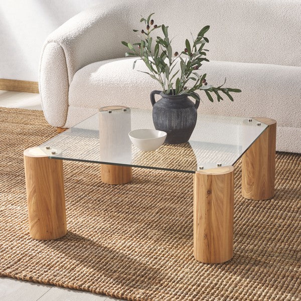 Robbie Natural Square Glass Top Coffee Table