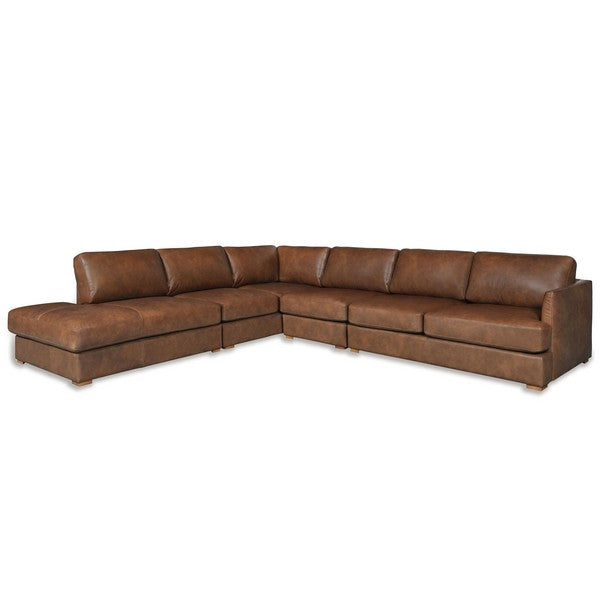 Gustav Leather Corner Sectional in Dark Brown