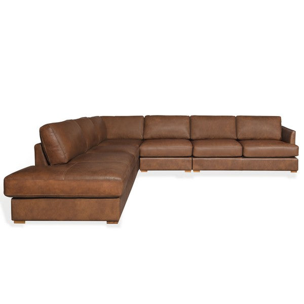 Gustav Leather Corner Sectional in Dark Brown