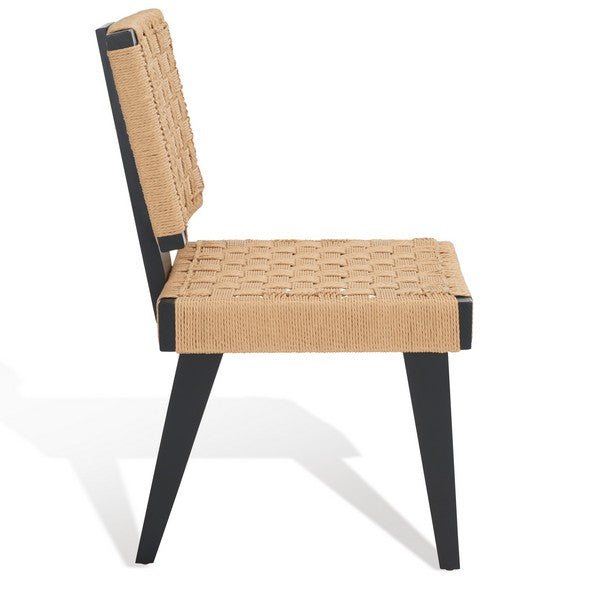 Susanne Black-Natural Woven Dining Chair (Set of 2) - The Mayfair Hall